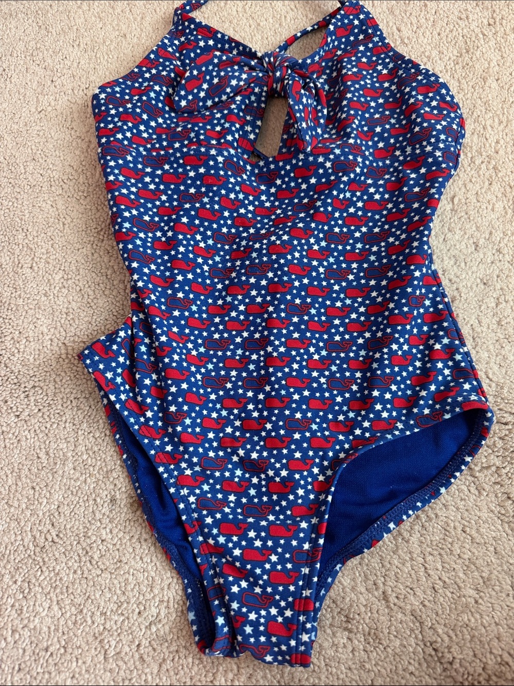 Vineyard Vines for Target Girls' 6/6X Blue & Red Whale Print One-Piece Swimsuit
